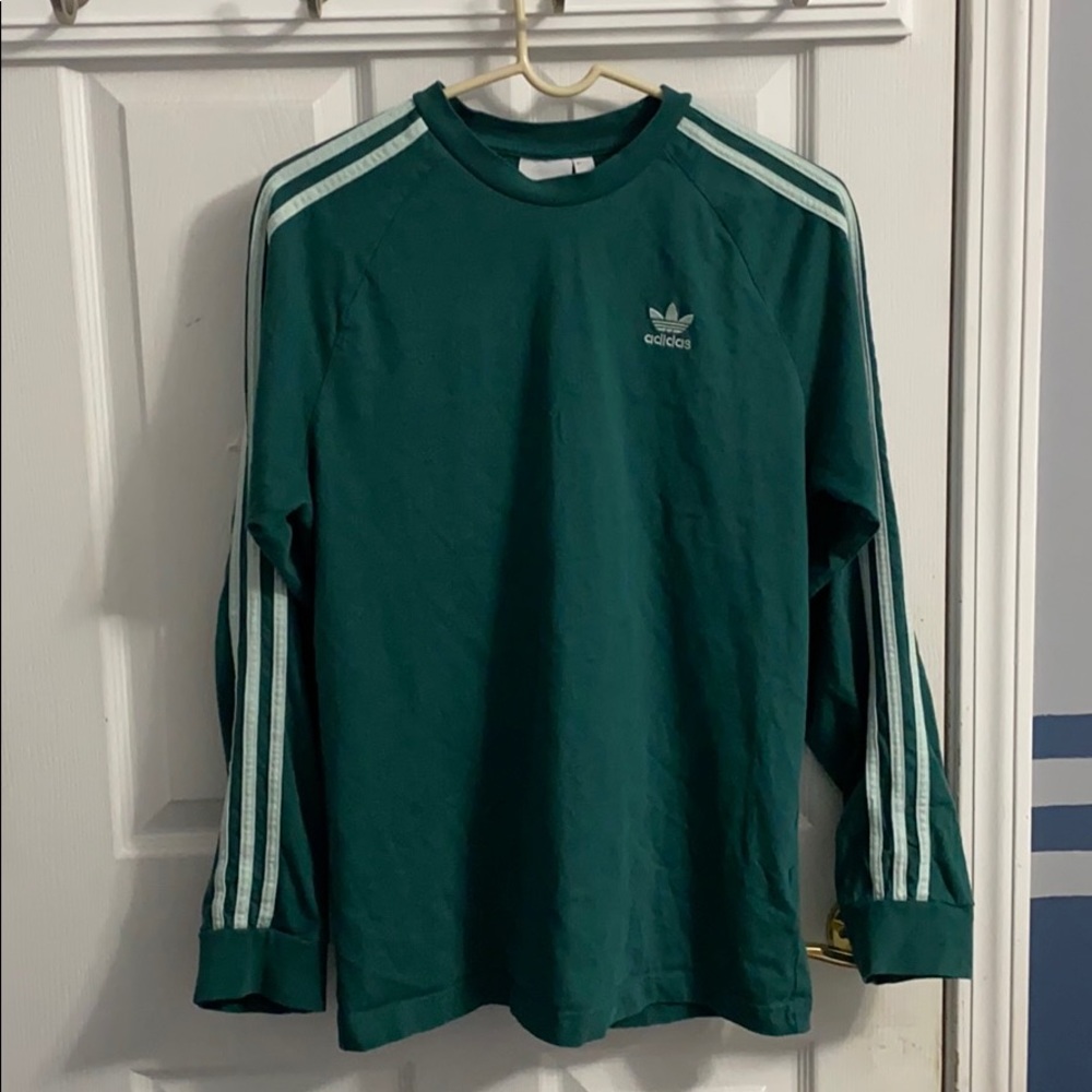 Green and white stripe adidas basic long sleeve